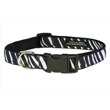 SASSY DOG WEAR Sassy Dog Wear ZEBRA-WHITE-BLK.4-C Zebra Dog Collar; Black & White - Large ZEBRA-WHITE/BLK.4-C
